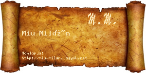 Miu Milán névjegykártya